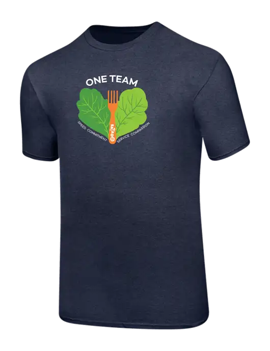 Ring Spun Heather Navy 4.5 oz T-Shirt w/One Team Logo