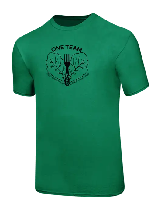 Ring Spun Kelly Green 4.5 oz T-Shirt w/One Team Logo