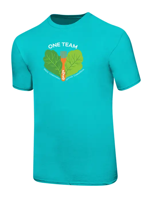 Ring Spun Light Teal 4.5 oz T-Shirt w/One Team Logo