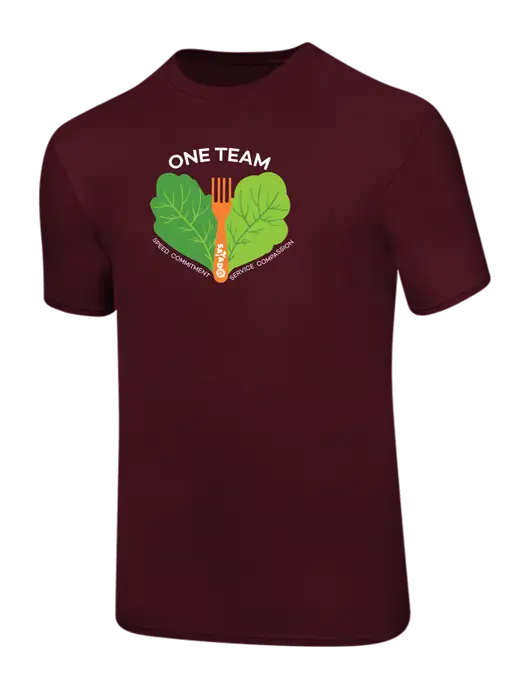 Ring Spun Maroon 4.5 oz T-Shirt w/One Team Logo