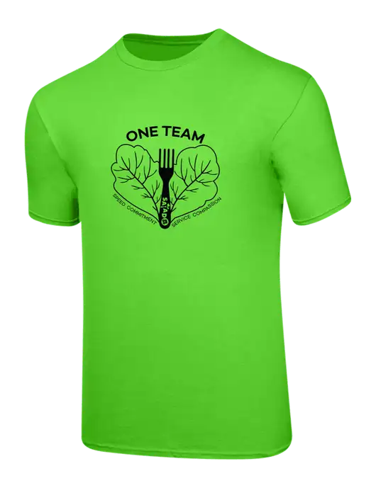Ring Spun Safety Green 4.5 oz T-Shirt w/One Team Logo