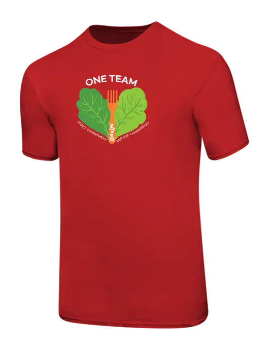 Ring Spun Red 4.5 oz T-Shirt w/One Team Logo