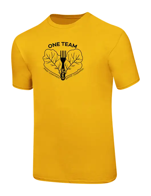 Ring Spun Yellow Gold 4.5 oz T-Shirt
 w/One Team Logo
