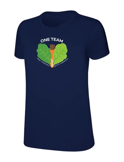 Womens Ring Spun Navy 4.5 oz T-Shirt w/One Team Logo