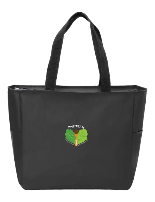 Everyday Black Zip Tote  w/One Team Logo