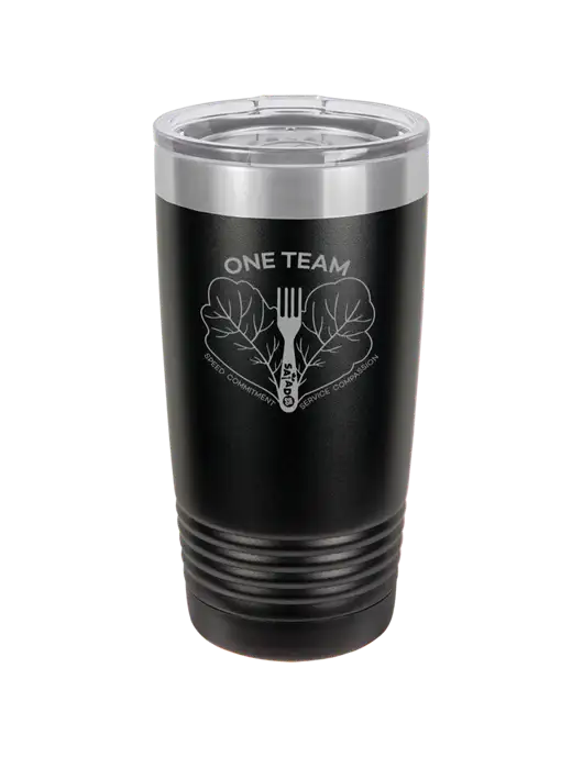 Polar Camel 20 oz Powder Coated Black Vacuum Insulated Tumbler w/One Team Logo