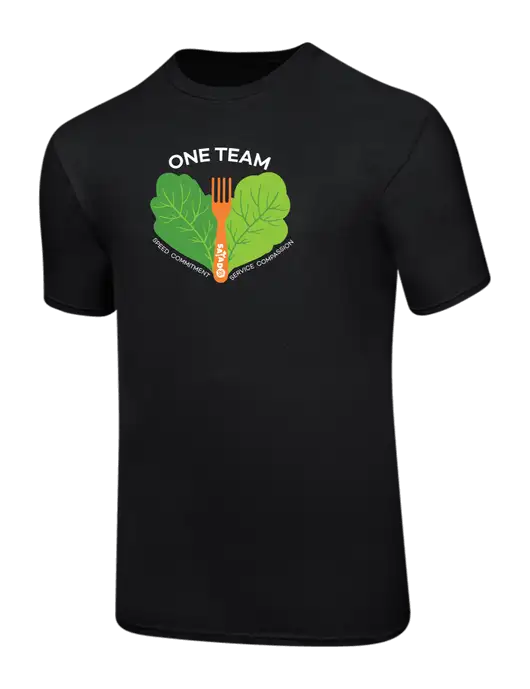 Ring Spun Jet Black 4.5 oz T-Shirt w/One Team Logo