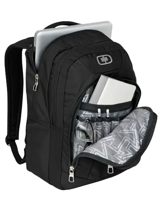 OGIO Black/Silver Colton Laptop Backpack
 w/Salad And Go Logo